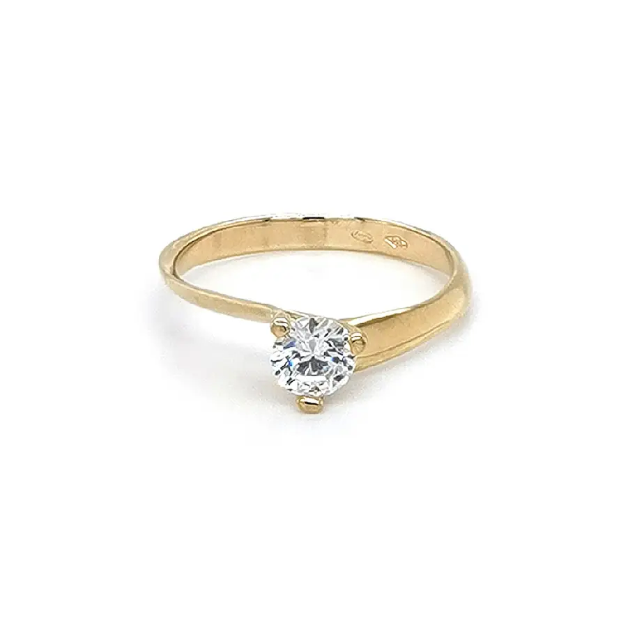 Gold Engagement Ring with Zircon