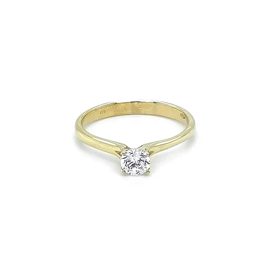 Gold Engagement Ring with Zircon