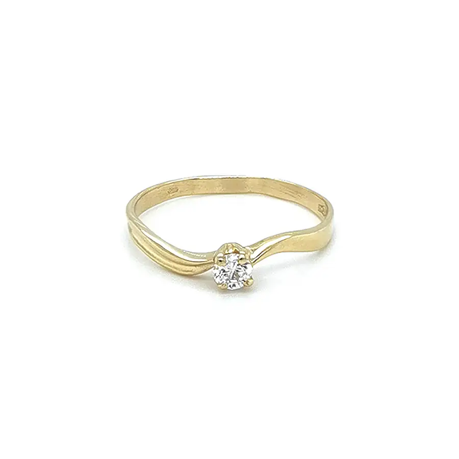Gold Engagement Ring with Zircon