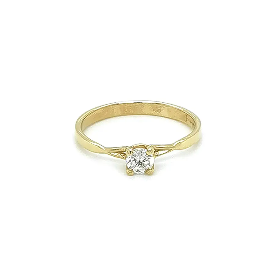 Gold Engagement Ring with Zircon