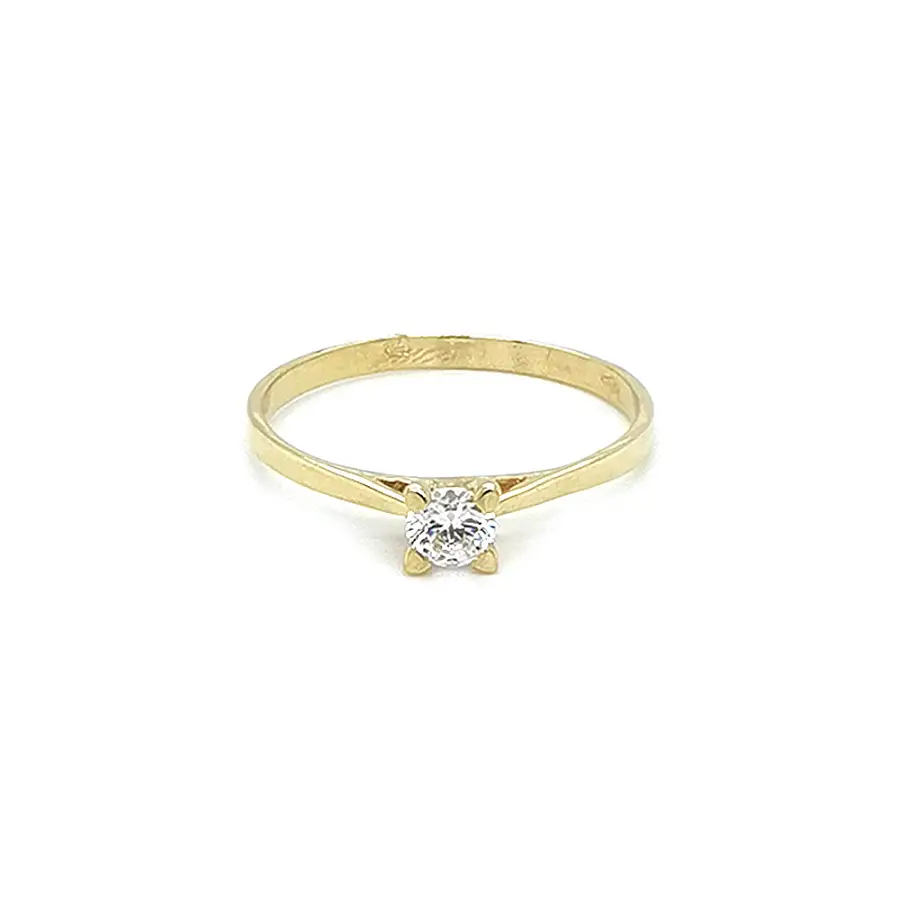 Gold Engagement Ring with Zircon