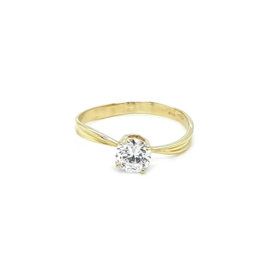 Gold Engagement Ring with Zircon