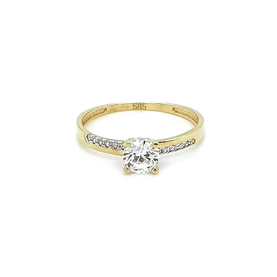 Gold Engagement Ring with Zircones