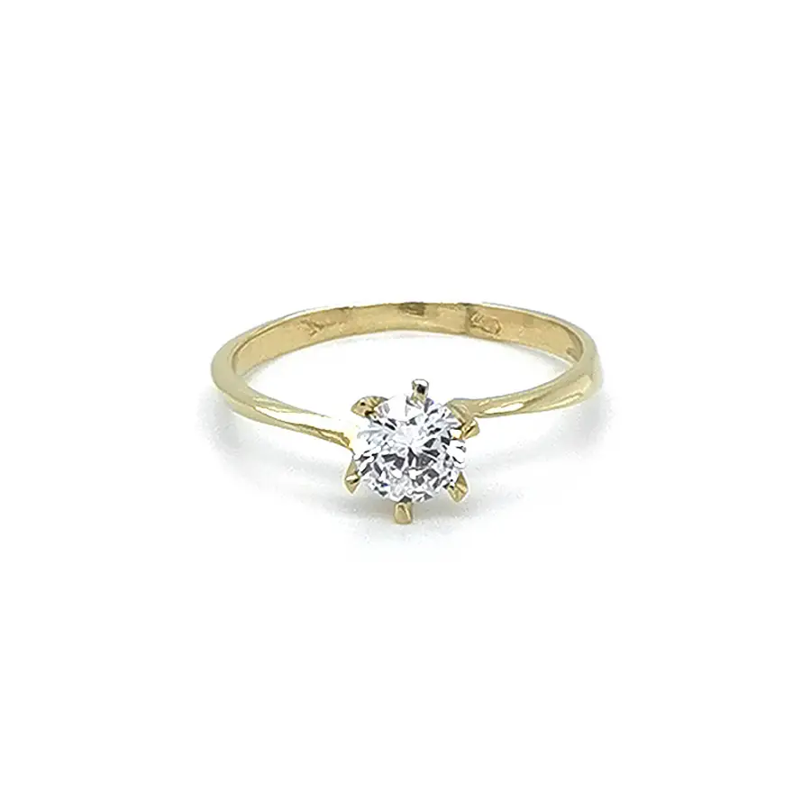 Gold Engagement Ring with Zircon