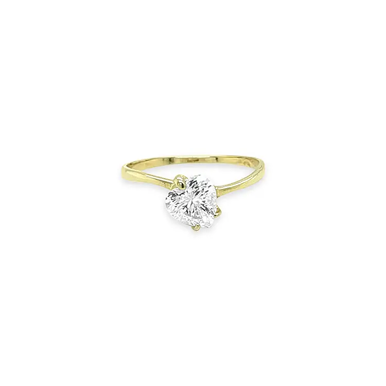 Gold engagement ring with cubic zirconia