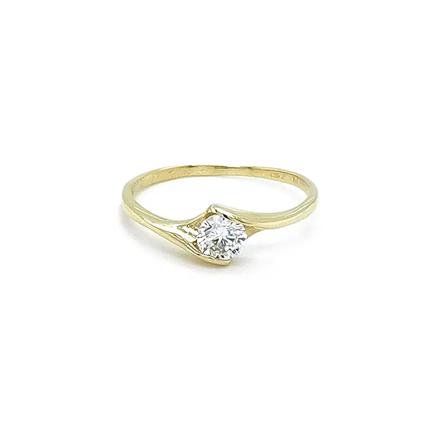 Gold Engagement Ring with Zircon