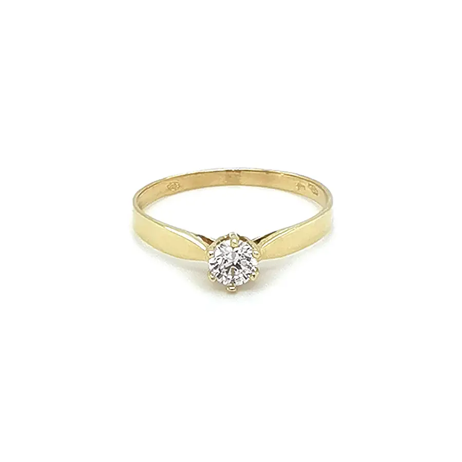 Gold Engagement Ring with Zircon
