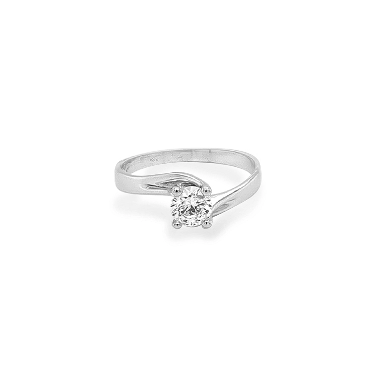 Gold Engagement Ring with Zircon
