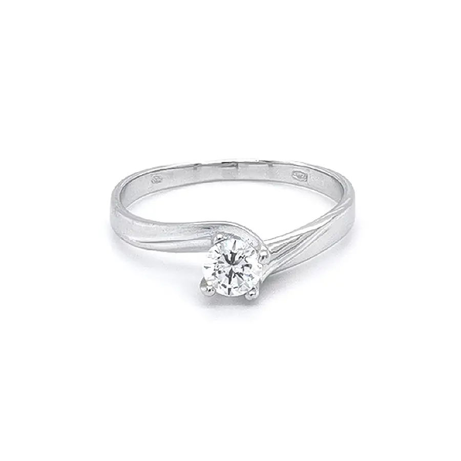 Engagement Ring with White Gold Zircon