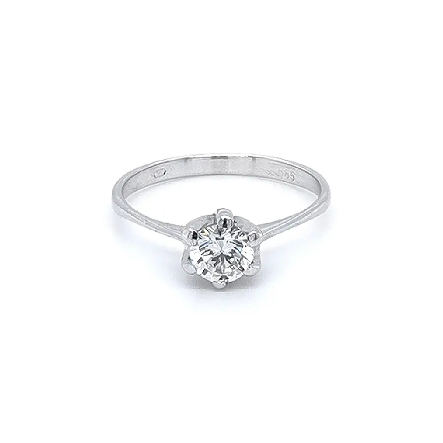 Engagement Ring with White Gold Zircon