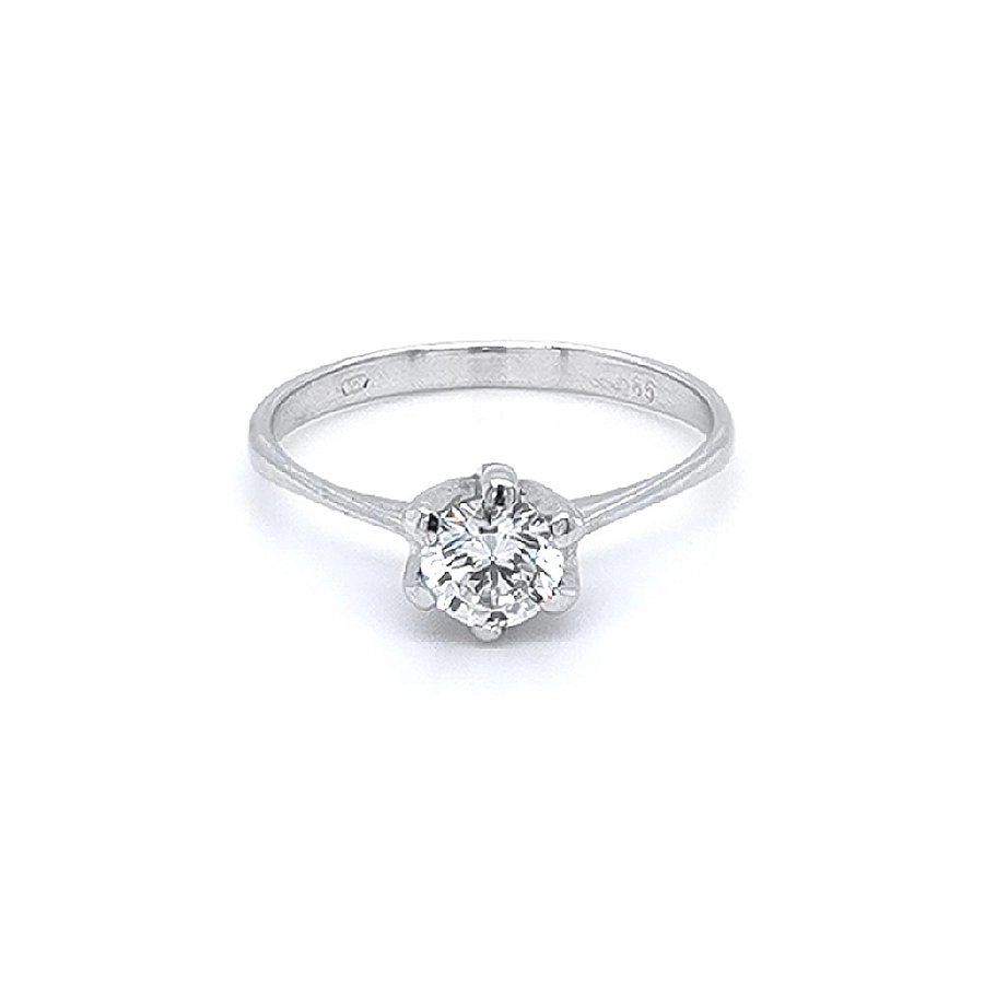 Engagement Ring with White Gold Zircon