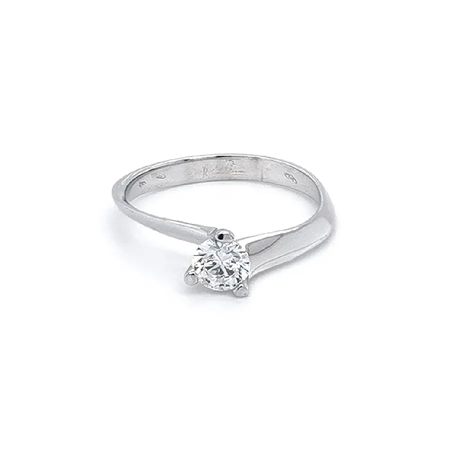 Engagement Ring with White Gold Zircon