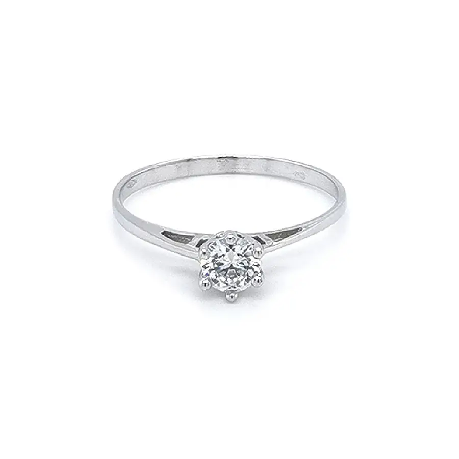Engagement Ring with White Gold Zircon