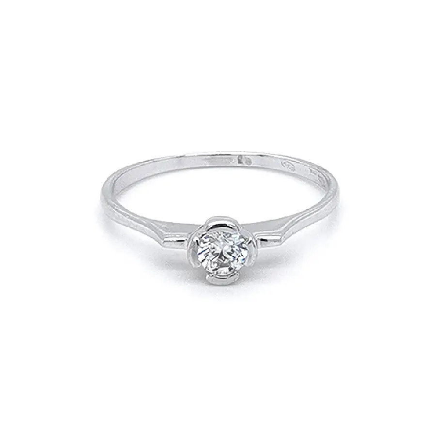 Engagement Ring with White Gold Zircon