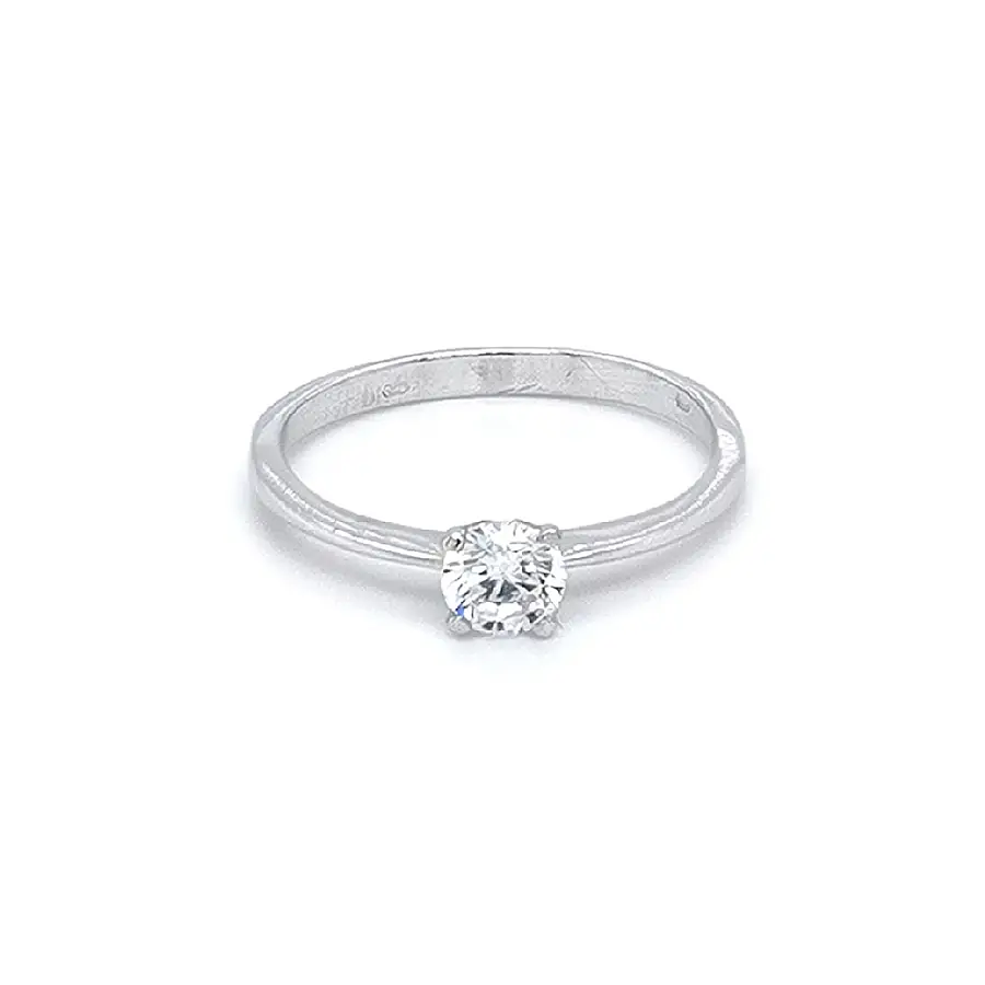 Engagement Ring with White Gold Zircon