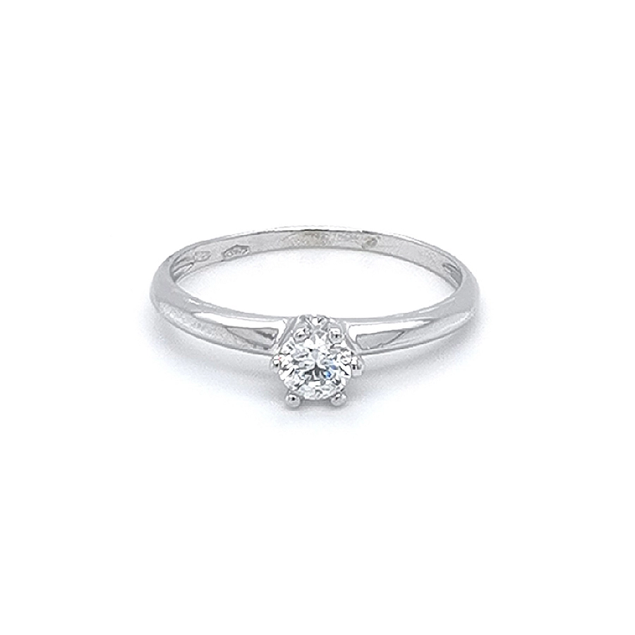 Engagement Ring with White Gold Zircon