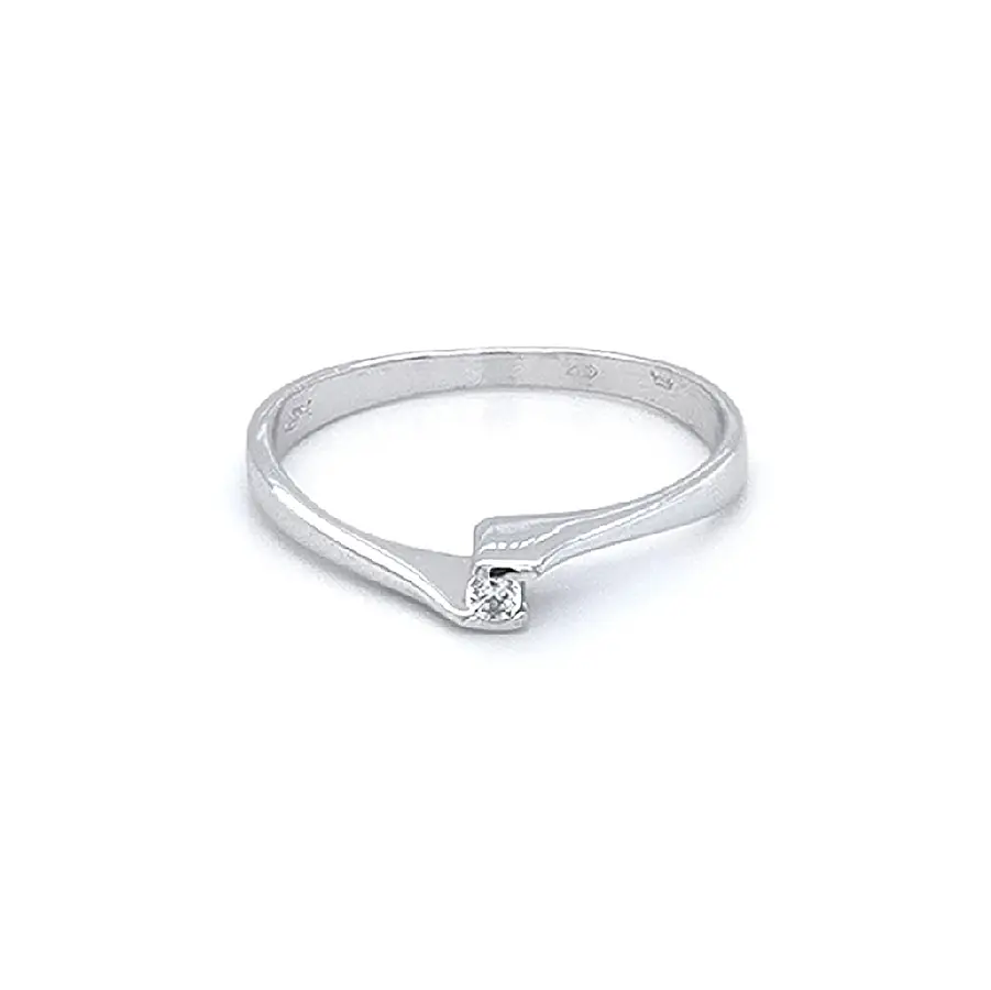 Engagement Ring with White Gold Zircon