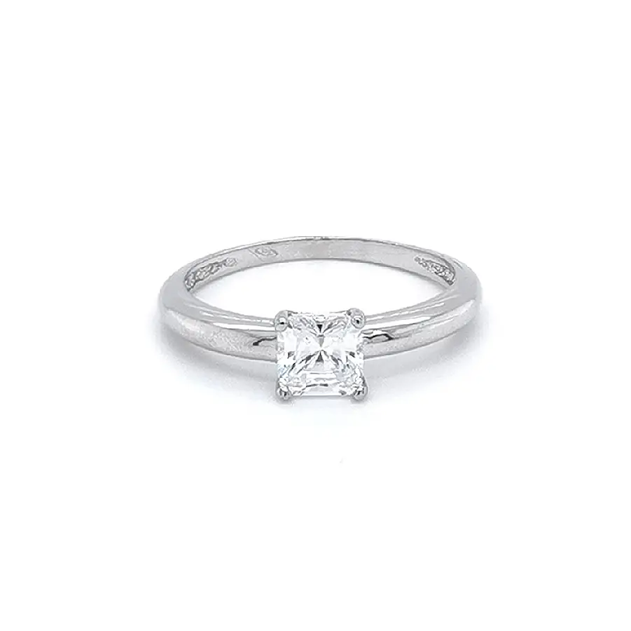 Engagement Ring with White Gold Zircon