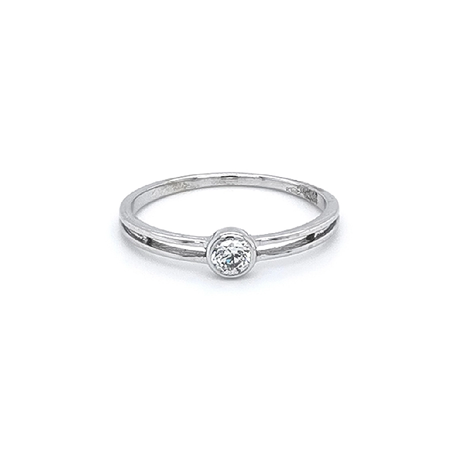 Engagement Ring with White Gold Zircon