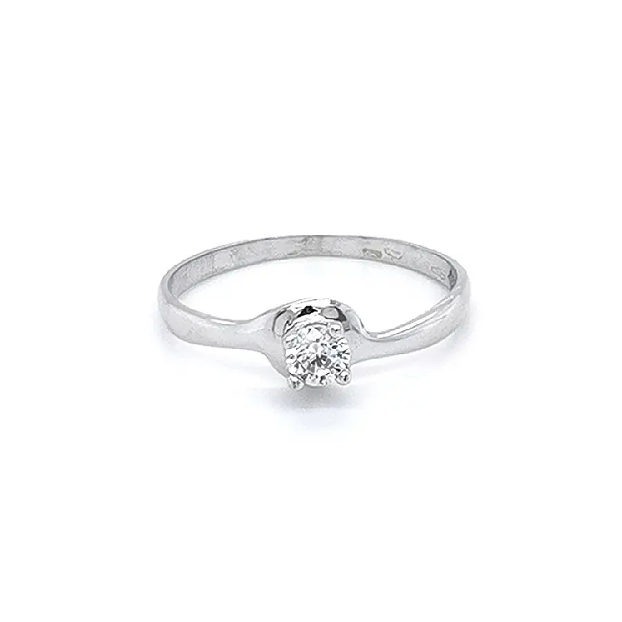 Engagement Ring with White Gold Zircon