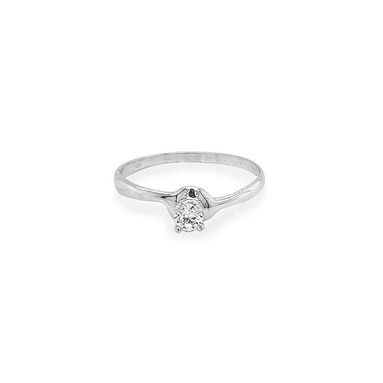 Gold Engagement Ring with Zircon