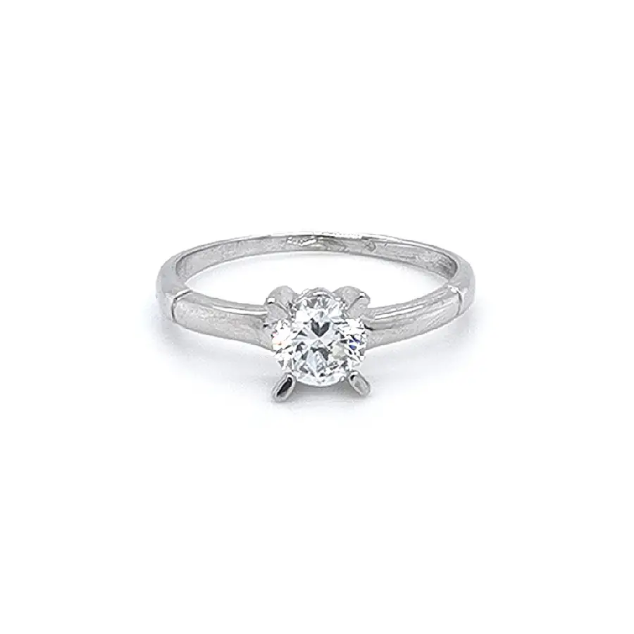 Engagement Ring with White Gold Zircon