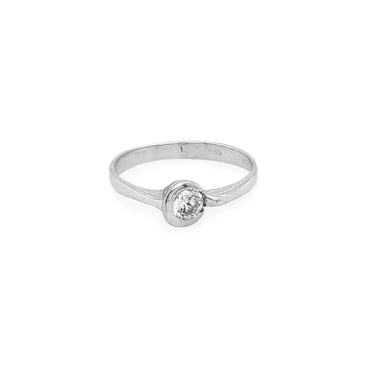 Gold Engagement Ring with Zircon