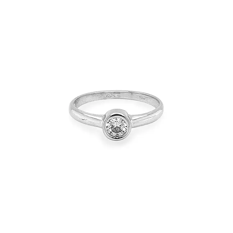 Gold Engagement Ring with Zircon