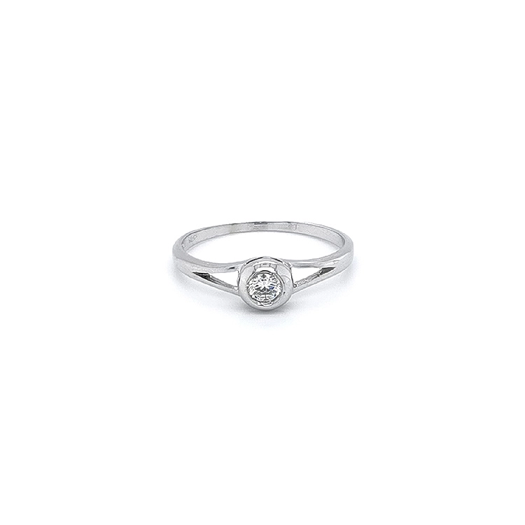 Engagement Ring with White Gold Zircon