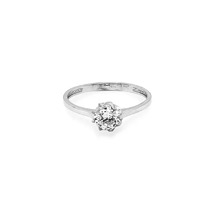 Gold Engagement Ring with Zircon