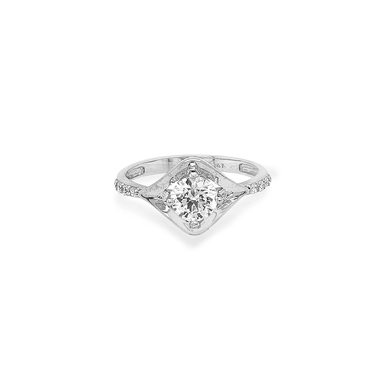 Gold Engagement Ring with Zircones