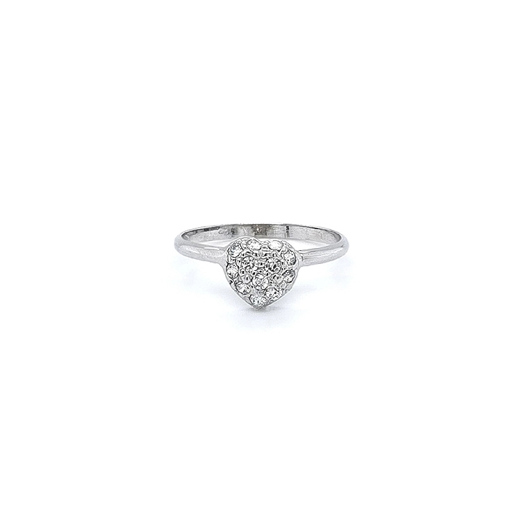 Ring Heart with White Gold Zircons