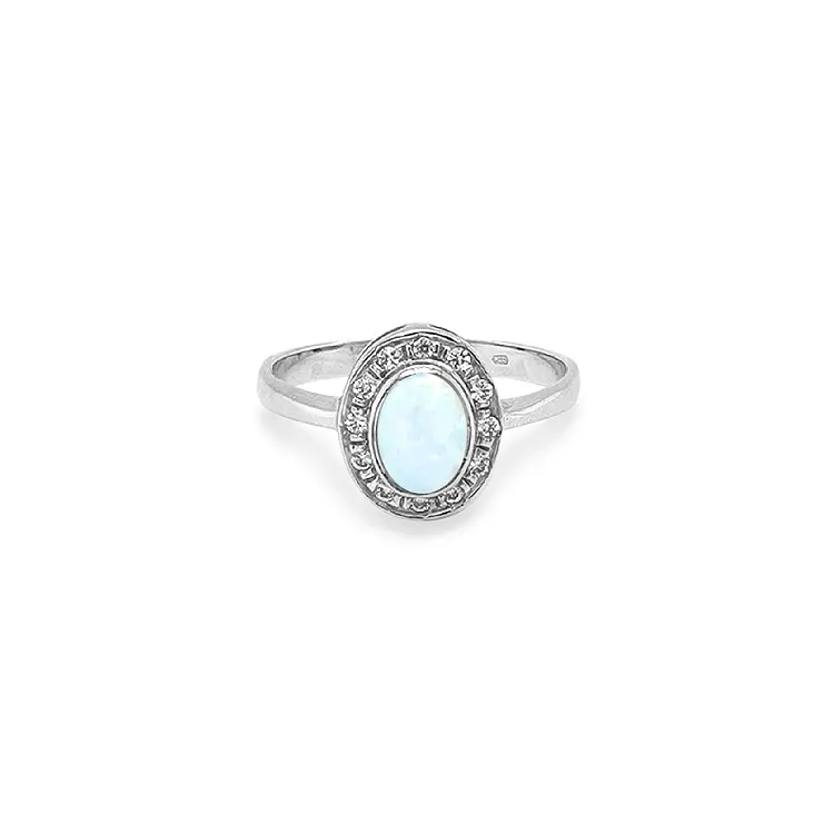 Gold Ring with Opal and Zircones