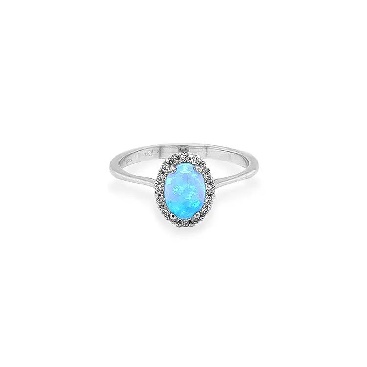 Gold Ring with Opal and Zircones