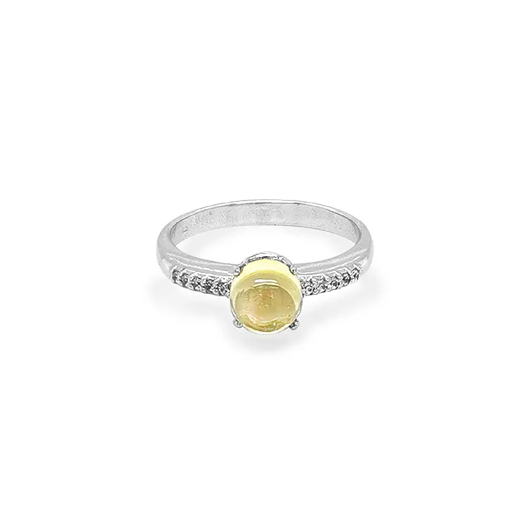 Gold Ring with Quartz and Zirconias