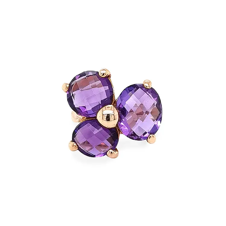 Gold Ring with Amethysts