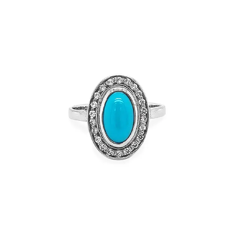 Gold Ring with Turquoise and Zirconias