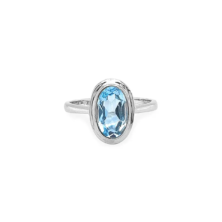 Gold Ring with Blue Zircon