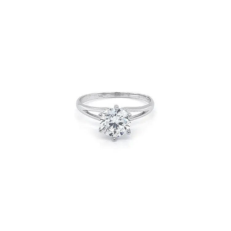 Engagement Ring with White Gold Zircon