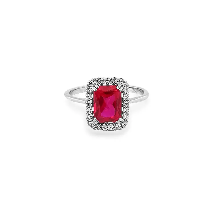 Exclusive White Gold Ring with Ruby and Zirconia