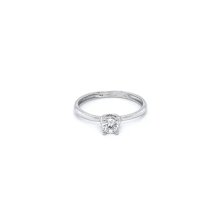 Engagement Ring with White Gold Zircon