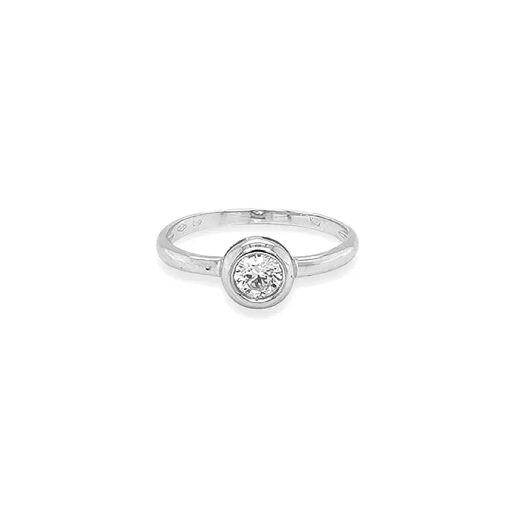 Gold Engagement Ring with Zircon