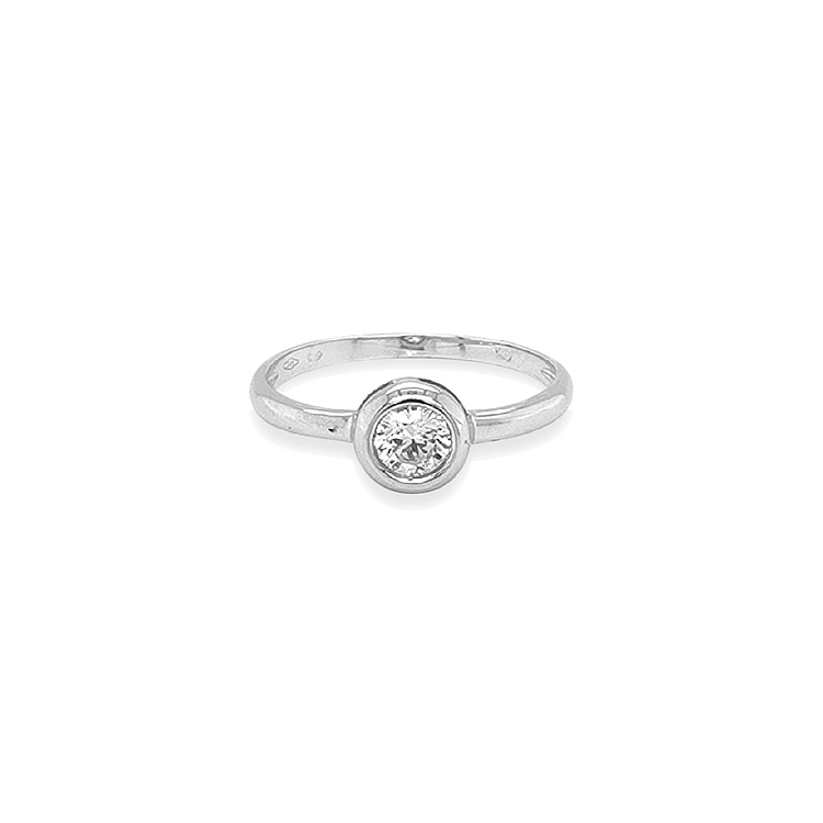 Gold Engagement Ring with Zircon