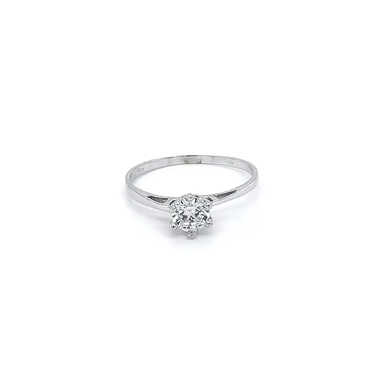 Engagement Ring with White Gold Zircon