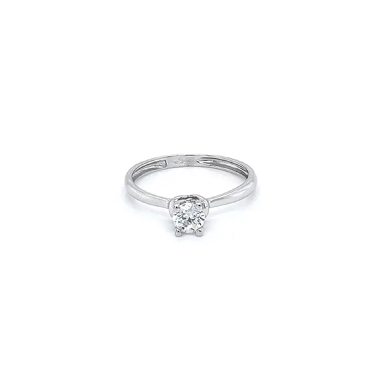 Engagement Ring with White Gold Zircon