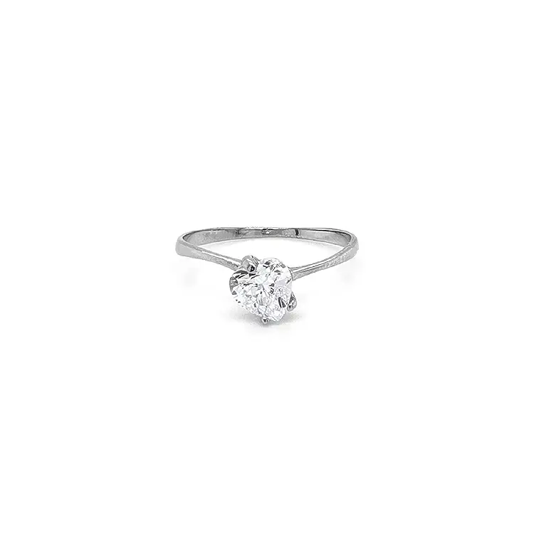 Engagement Ring with White Gold Zircon