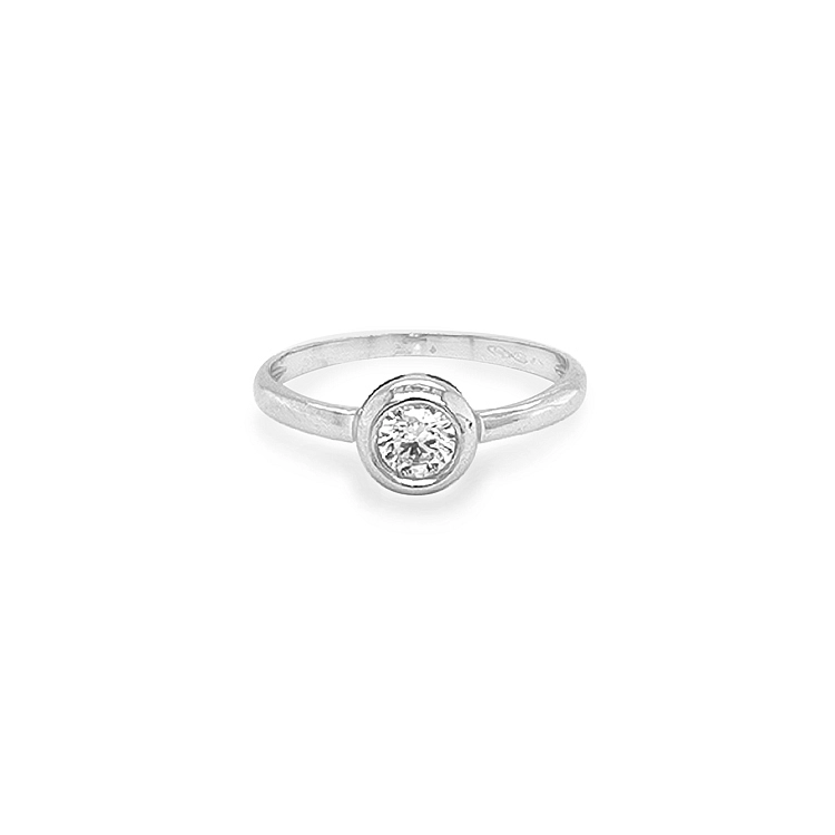 Gold Engagement Ring with Zircon