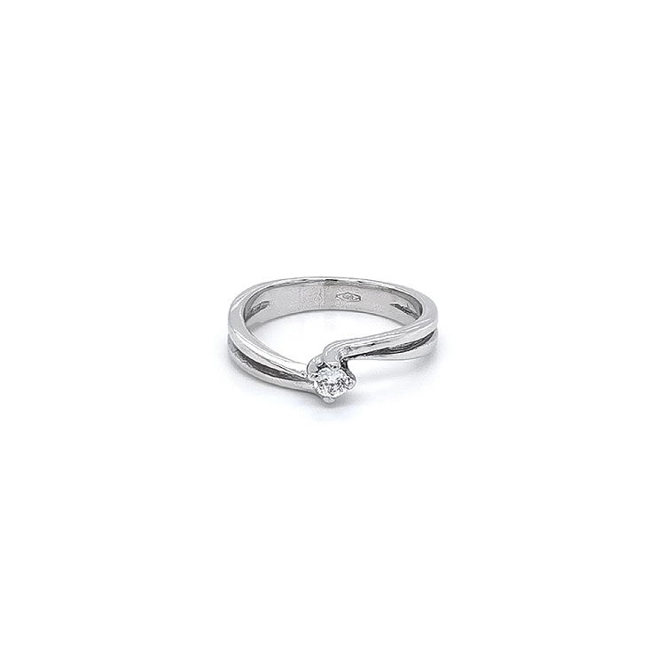 Engagement Ring with White Gold Zircon