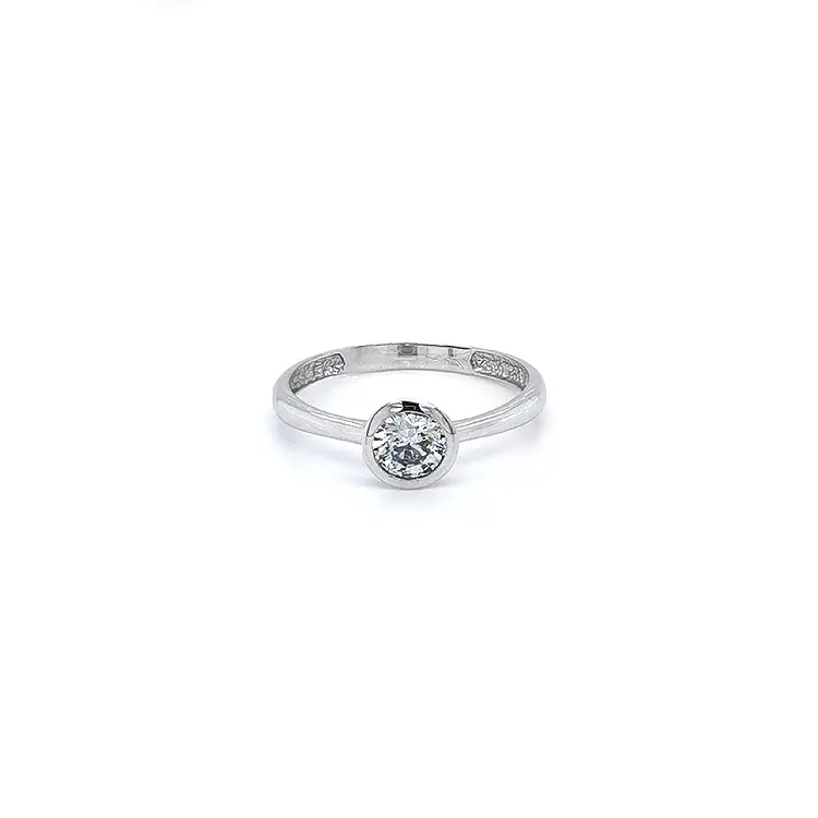 Engagement Ring with White Gold Zircon