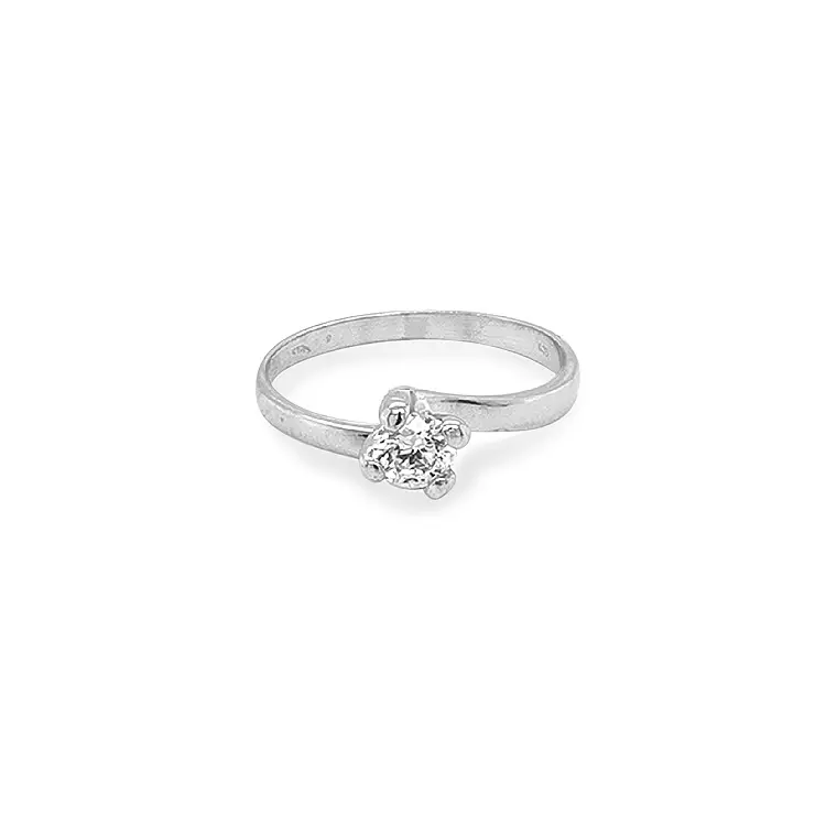 Gold Engagement Ring with Zircon